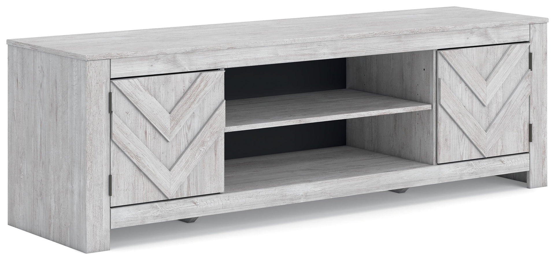 Cayboni - LG TV Stand With Fireplace Option - Whitewash