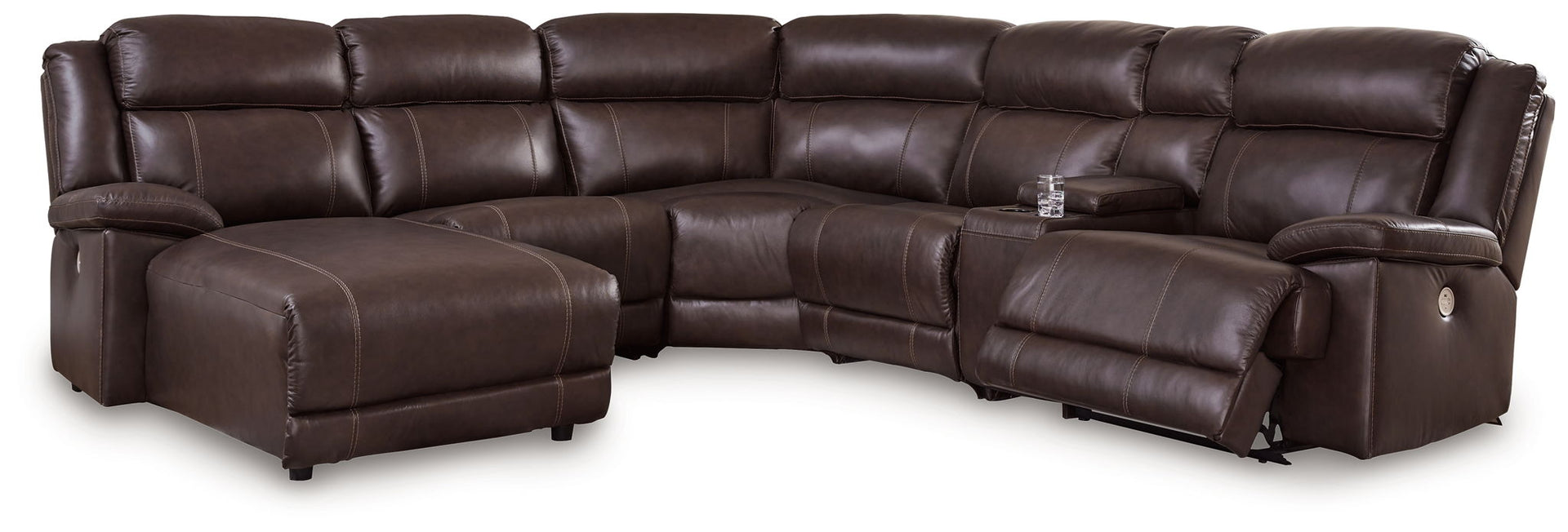 Vonkurt - 6-Piece Power Reclining Sectional With Laf Power Reclining Back Chaise - Dark Brown