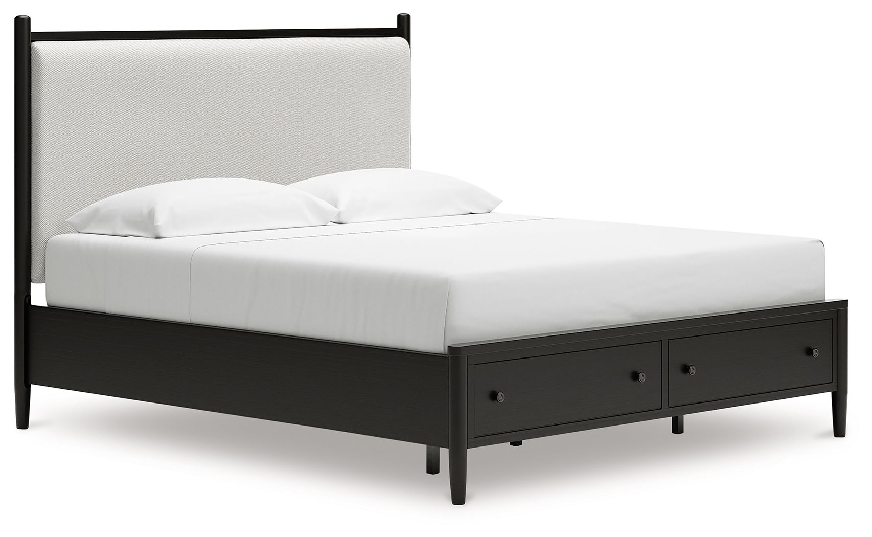 Portdown - California King Upholstered Panel Storage Bed - Black