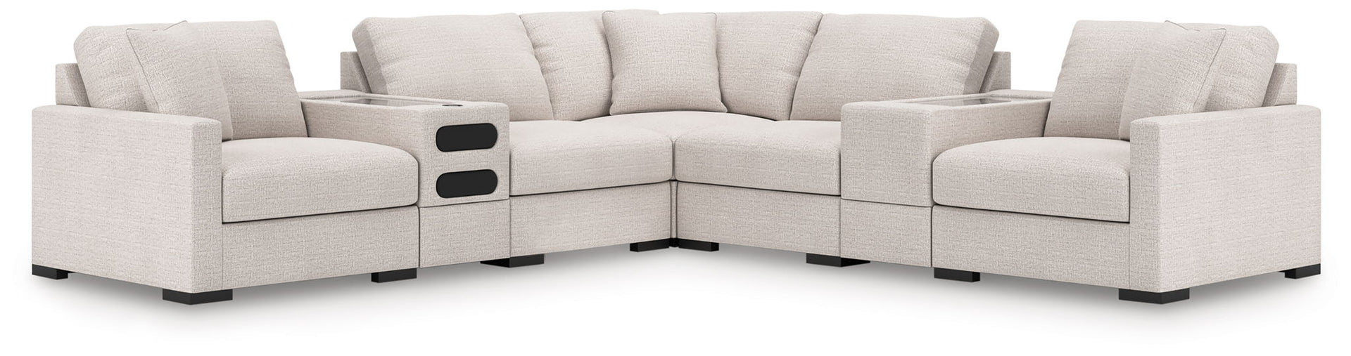 Omaha By Ashley - 7-Piece Sectional With Audio And Storage Consoles - Stone