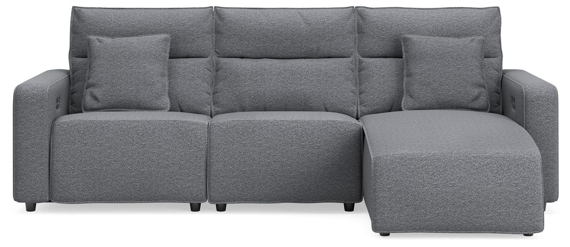 Modmax II - 3-Piece Power Reclining Sofa With RAF Press Back Power Chaise - Salt And Pepper