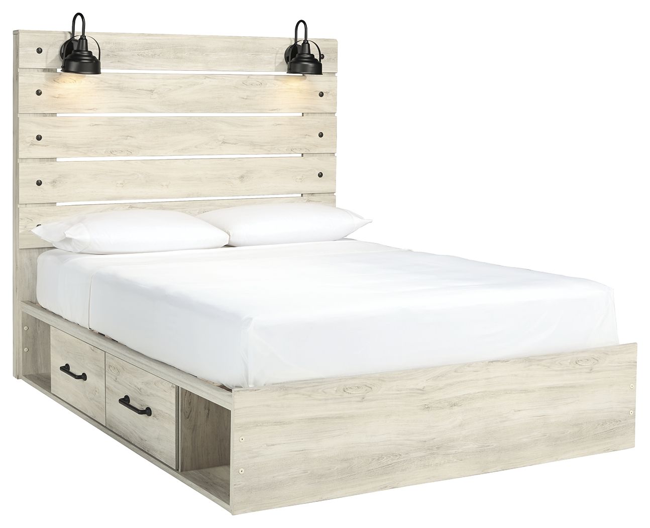 Cambeck - Queen Panel Bed With Side Storage Drawers - Whitewash