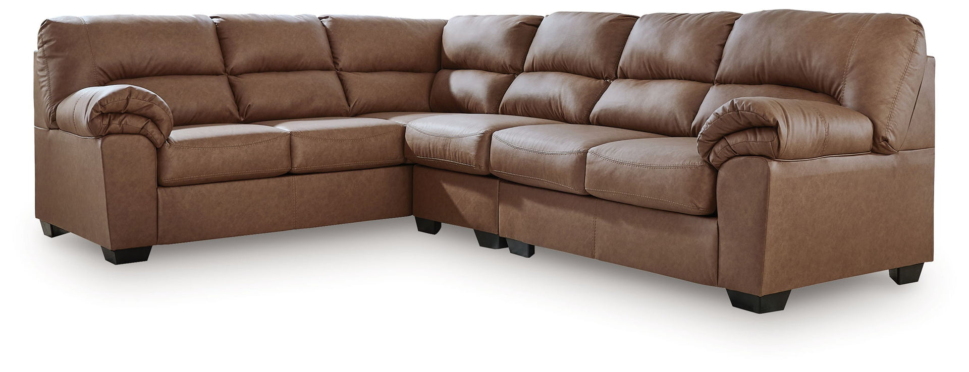 Whitlock - 3-Piece Sectional With LAF Sofa With Corner Wedge - Caramel