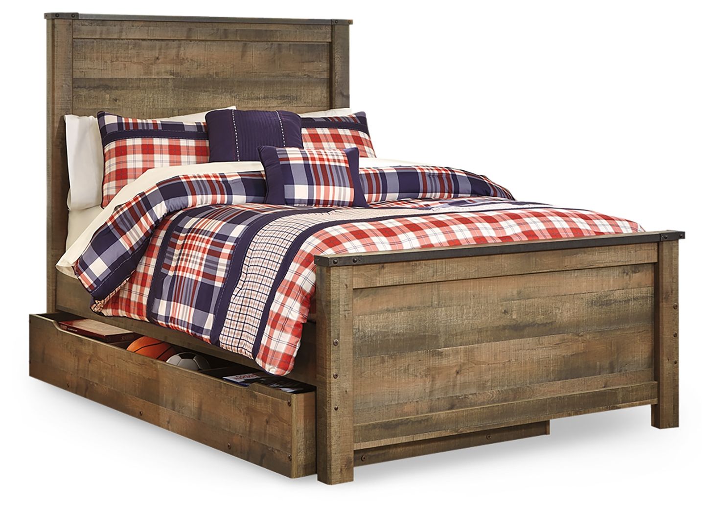 Trinell - Full Panel Bed With 1 Large Storage Drawer - Brown