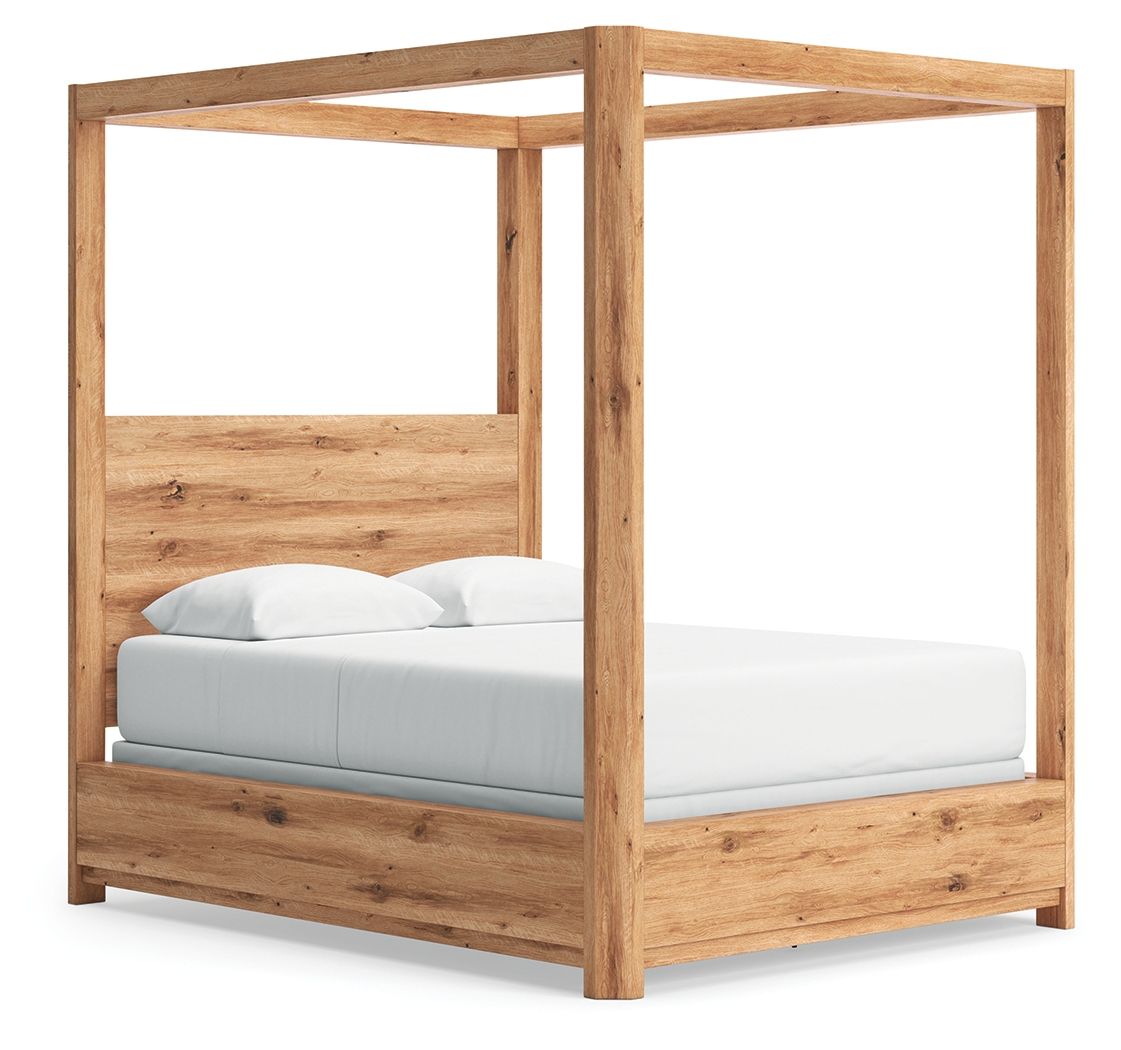 Bracken - Queen Canopy Bed - Light Brown
