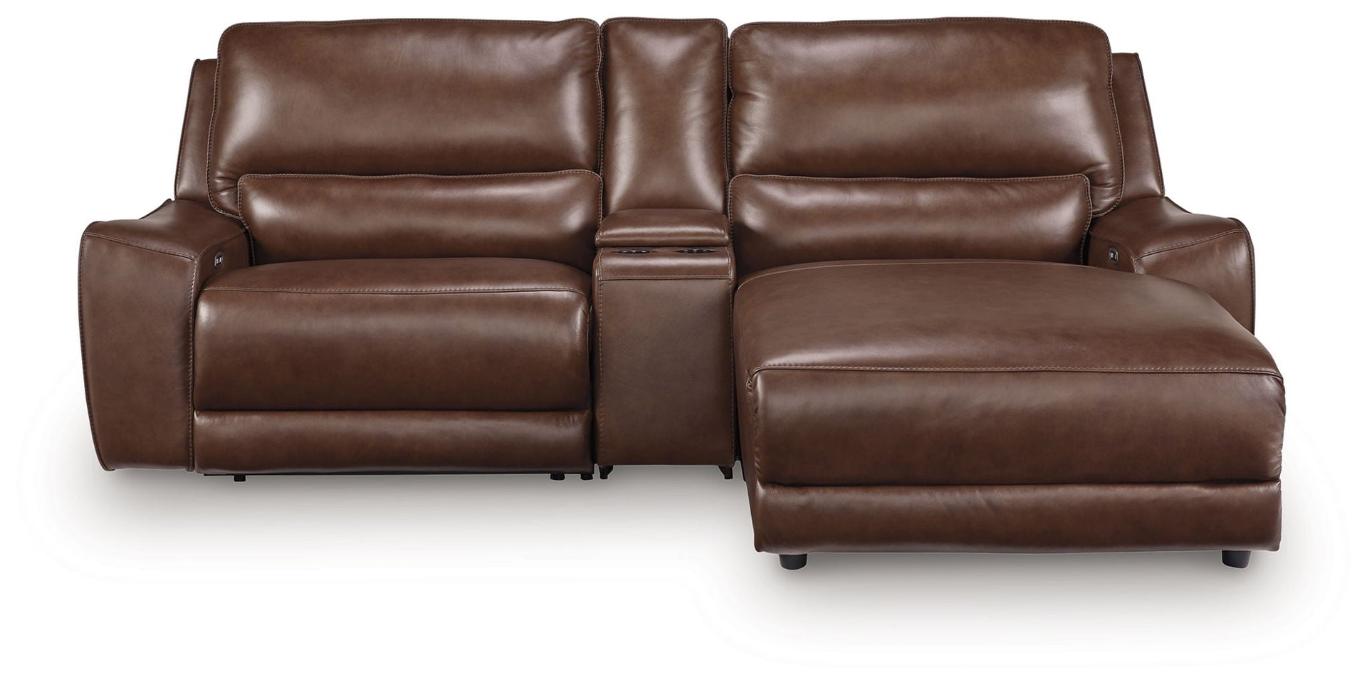 Silverbrooke - 3-Piece Power Reclining Sectional With RAF Press Back Power Chaise And Storage Console - Canyon
