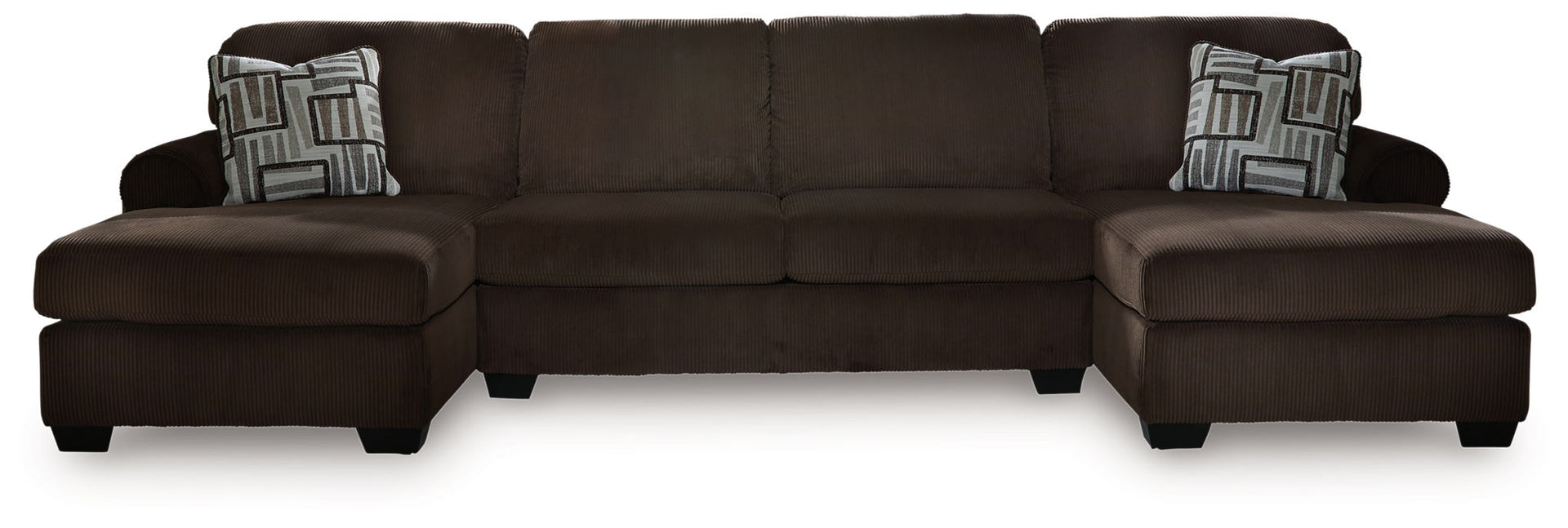 Landsings - 3-Piece Sectional With Double Chaise - Chocolate