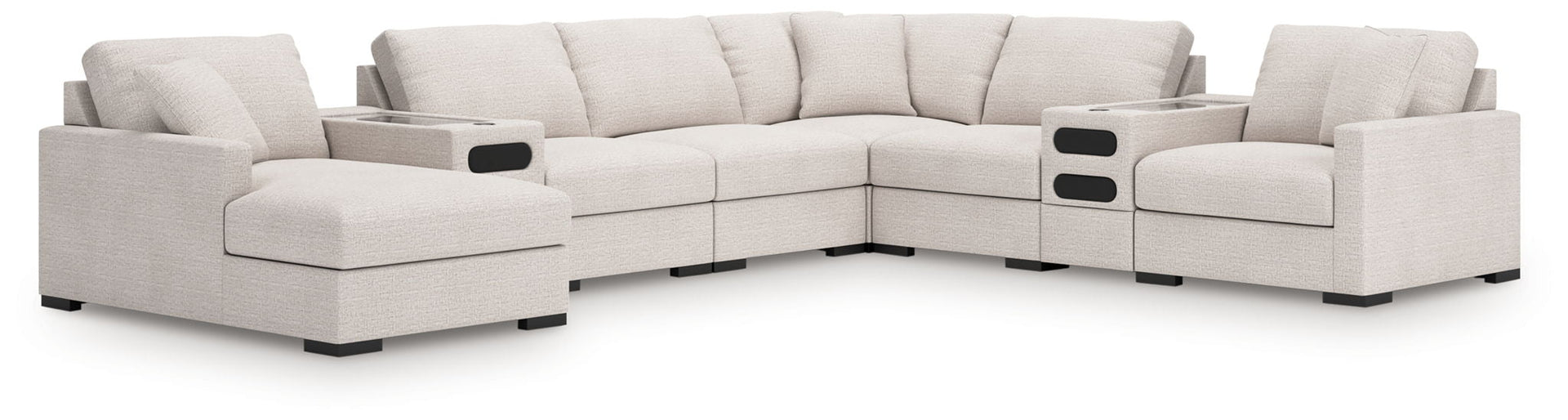 Omaha By Ashley - 8-Piece Sectional With Audio System And LAF Corner Chaise - Stone