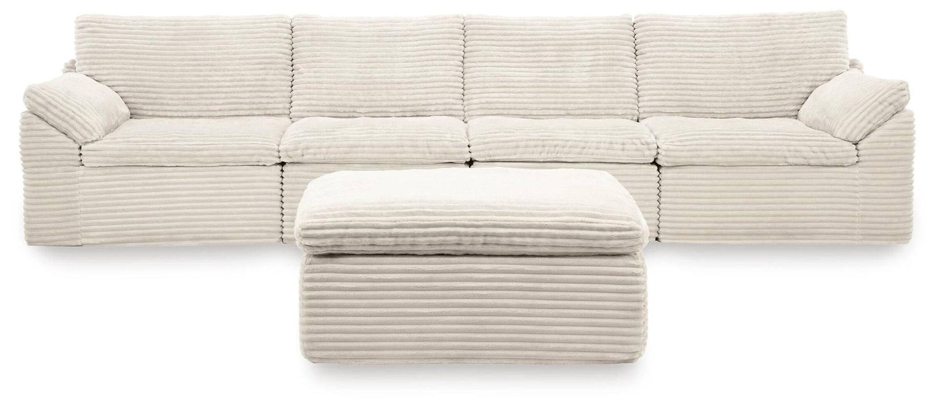 Canefield - 4-Piece Sectional With Ottoman - Ivory