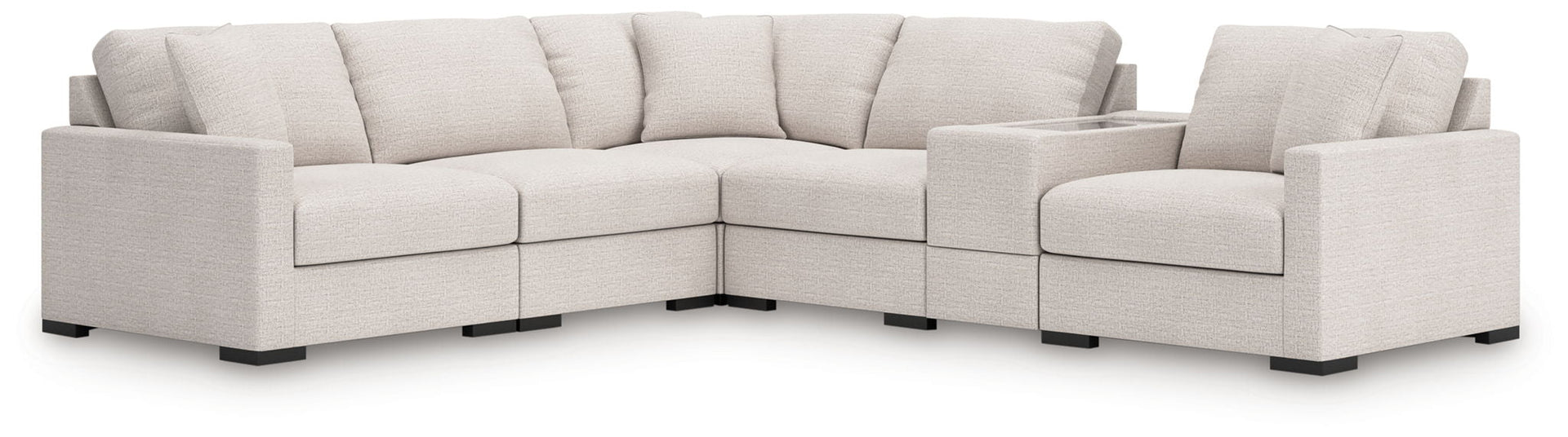 Omaha By Ashley - 6-Piece Sectional With Storage Console - Stone