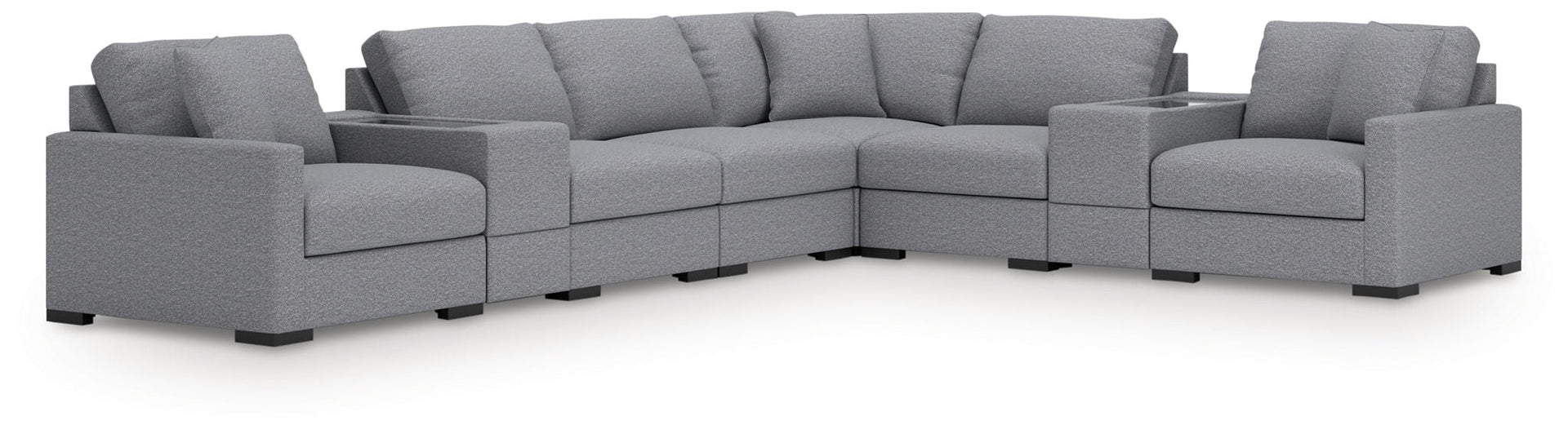 Omaha By Ashley - 8-Piece Sectional With Storage Consoles - Salt And Pepper