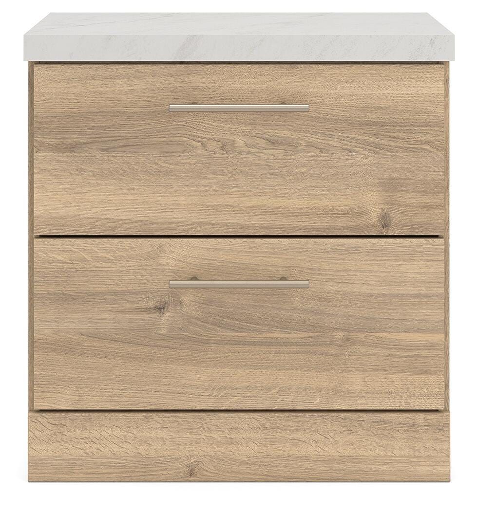 Holloway - Two Drawer Night Stand - Tan / White
