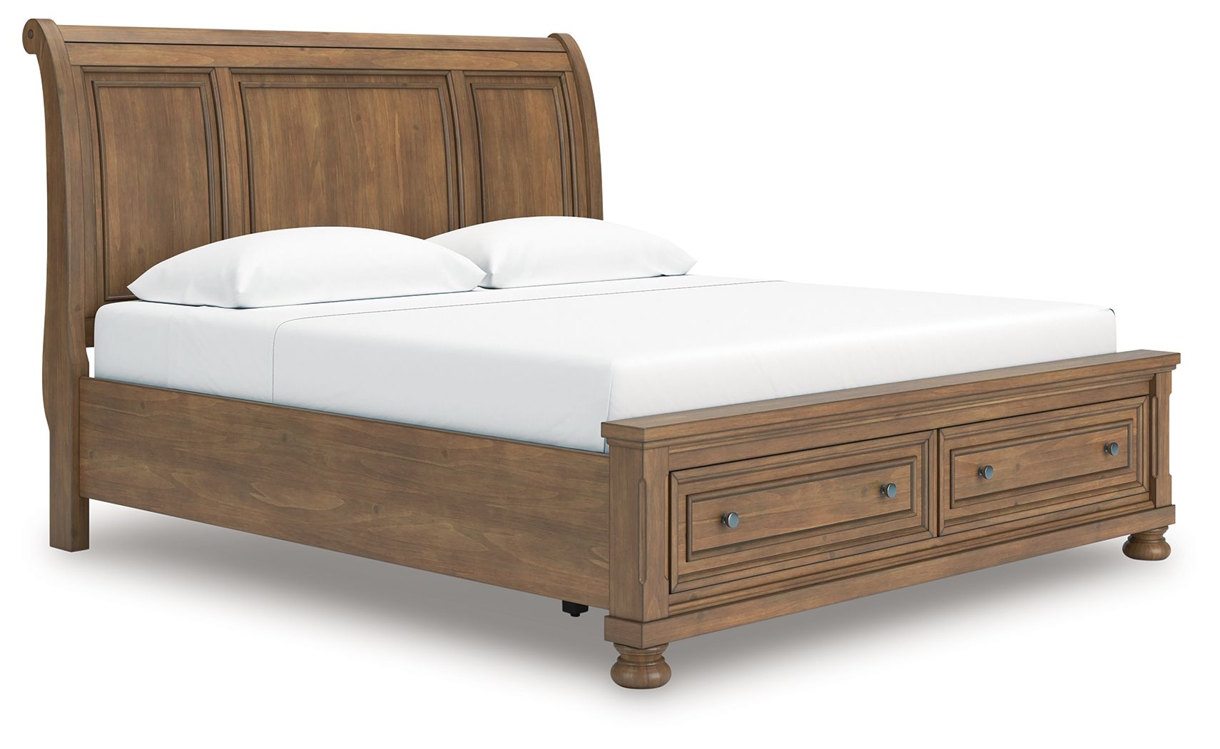 Vandenmore - King Storage Sleigh Bed - Medium Brown
