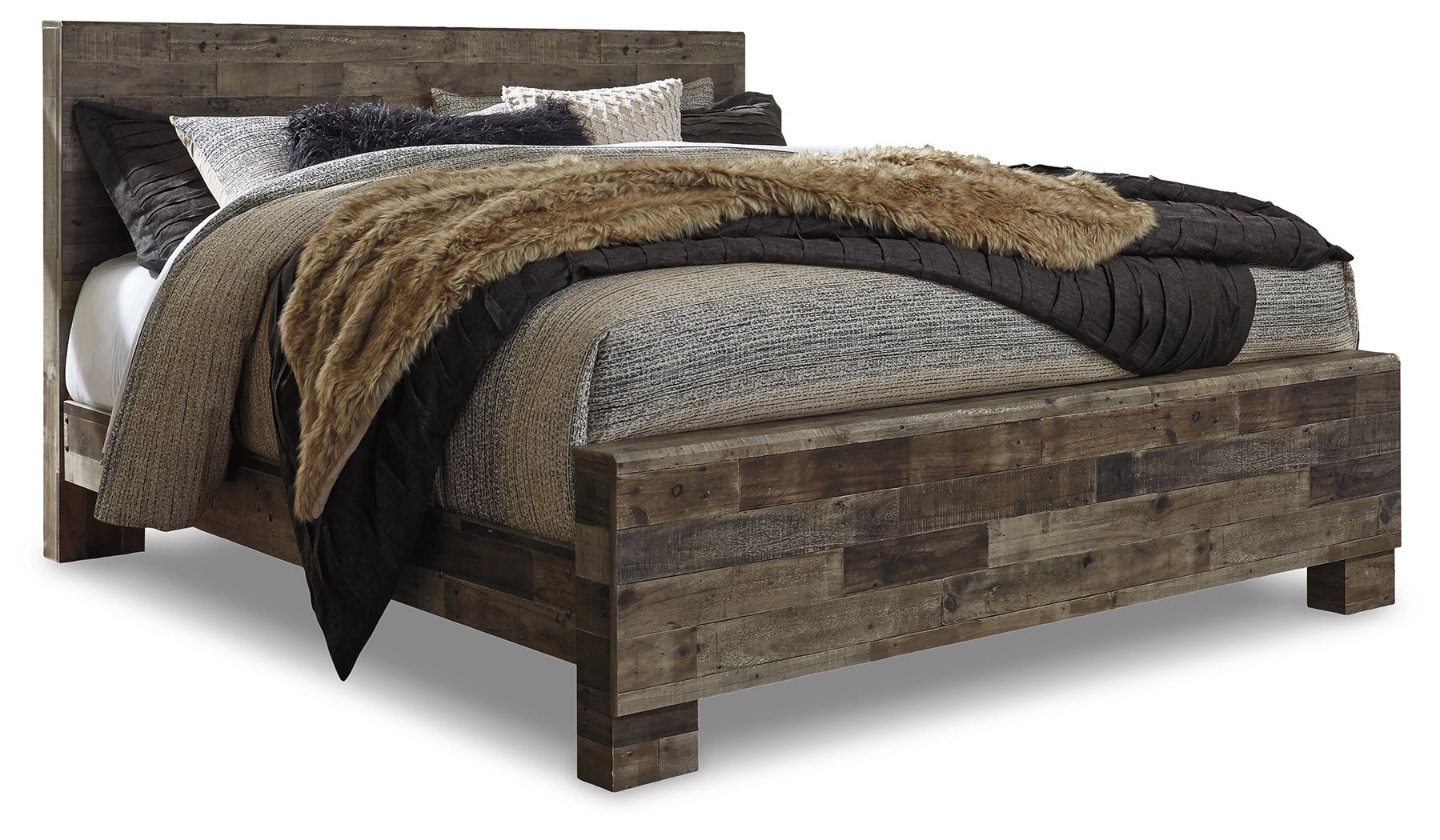 Derekson - King Panel Bed - Multi Gray