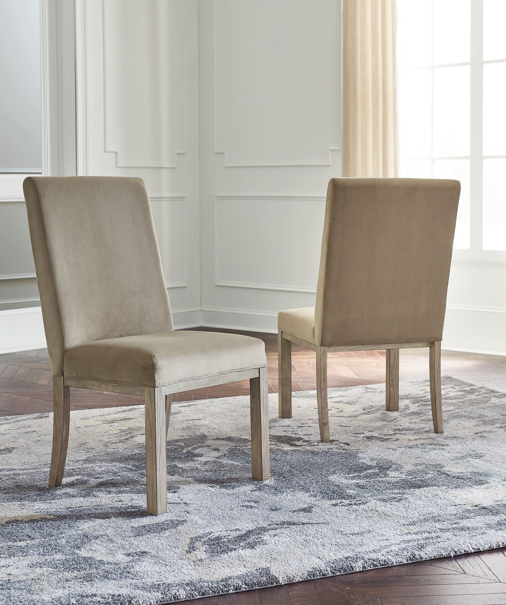 Chrestner - Dining Upholstered Side Chair - Gray / Brown