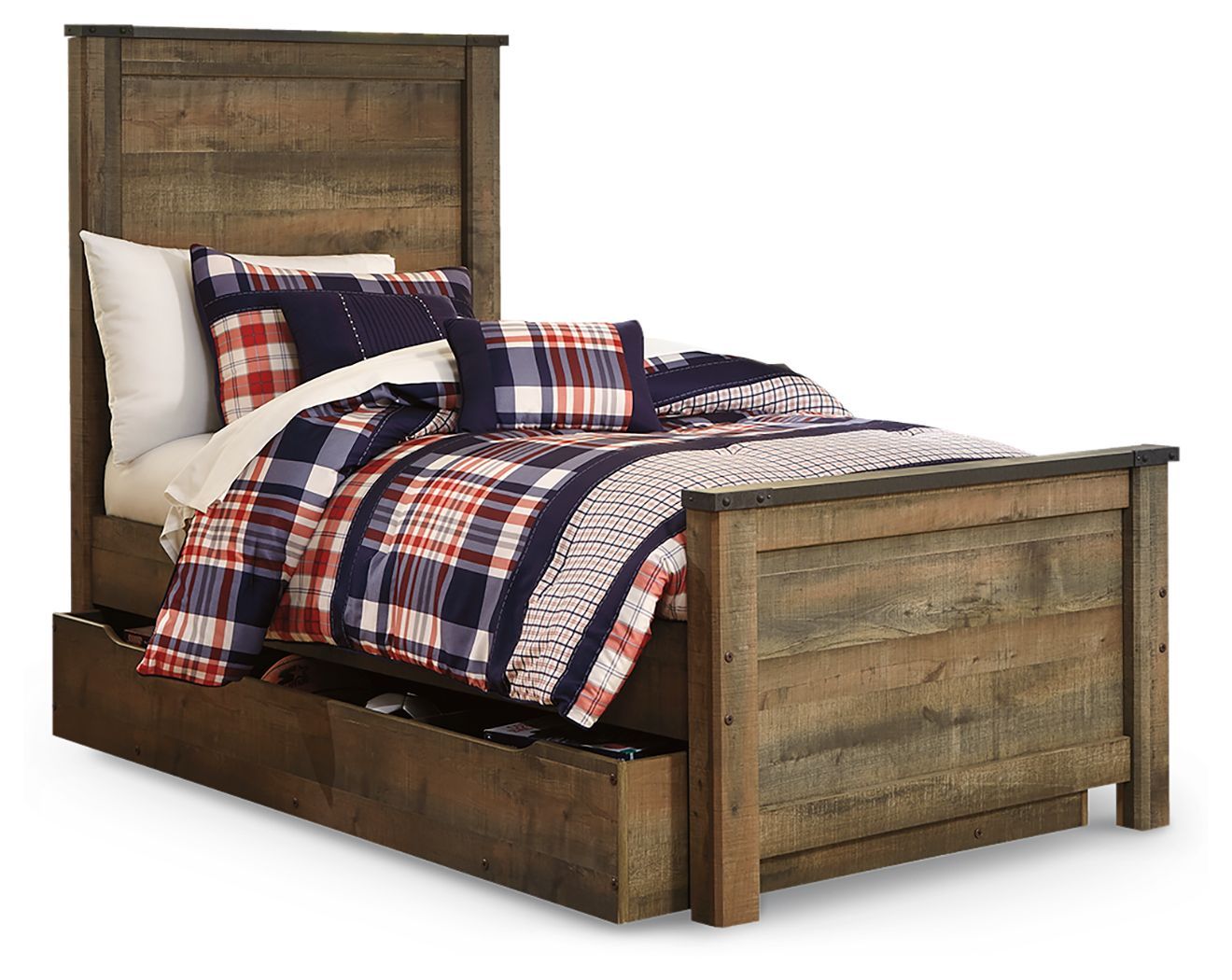 Trinell - Twin Panel Bed With 1 Large Storage Drawer - Brown