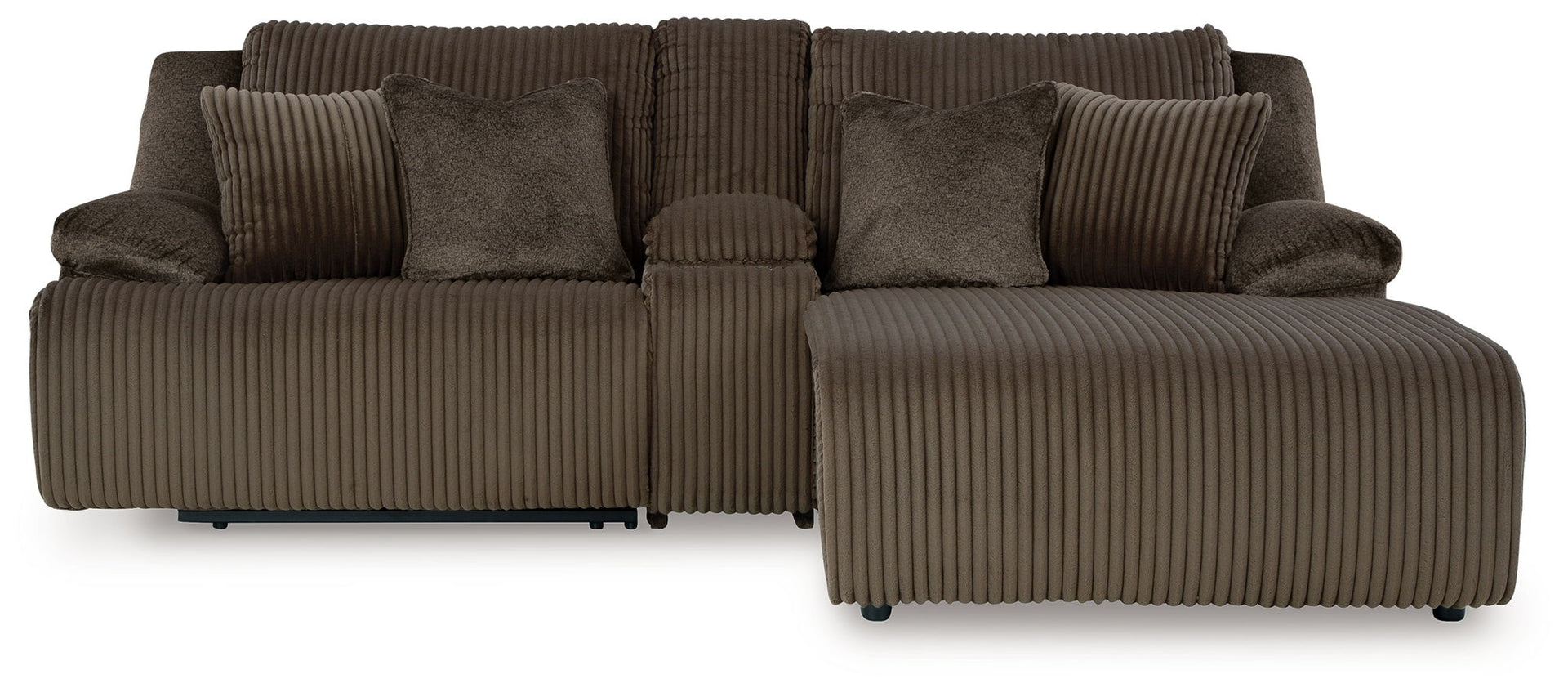 Top Tier - 3-Piece Reclining Sectional Sofa With Raf Press Back Chaise - Chocolate