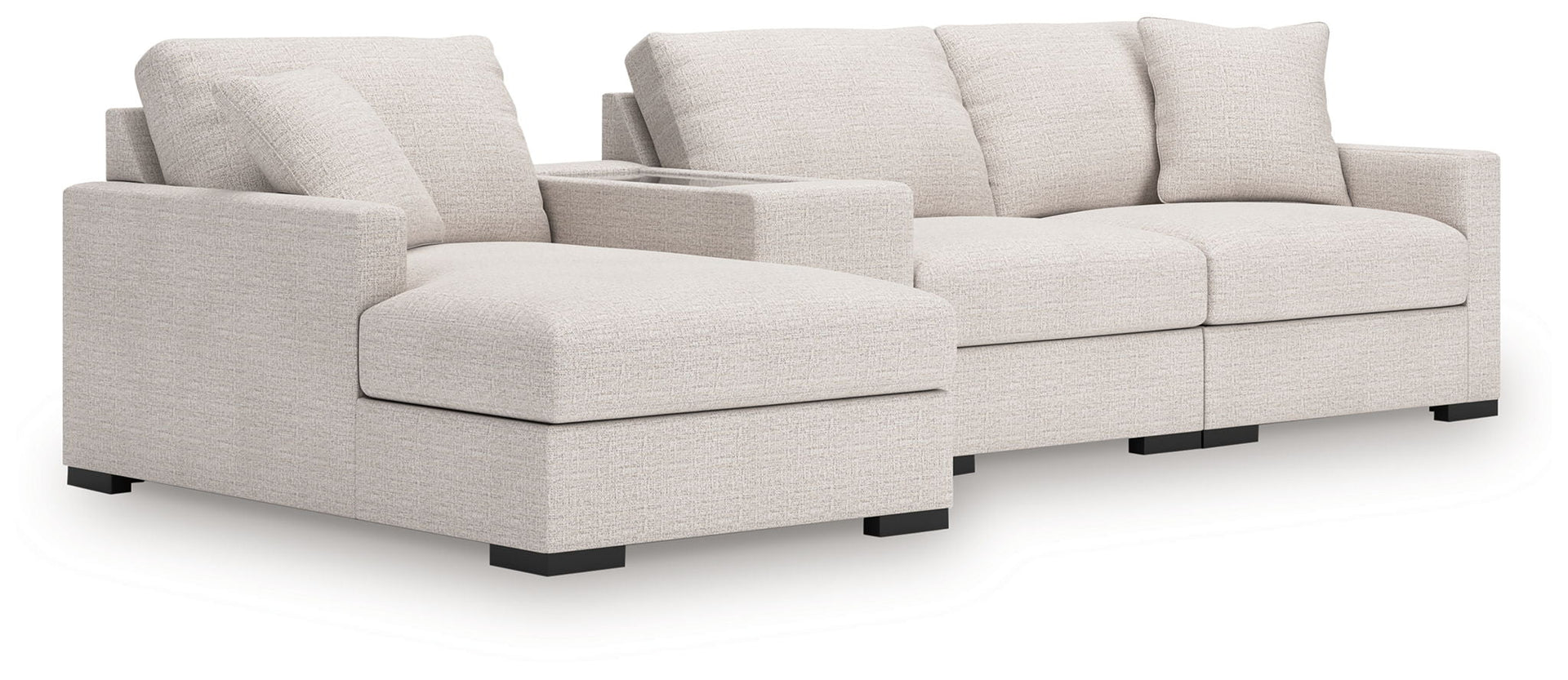Omaha By Ashley - 4-Piece Sectional With LAF Corner Chaise And Storage Console - Stone