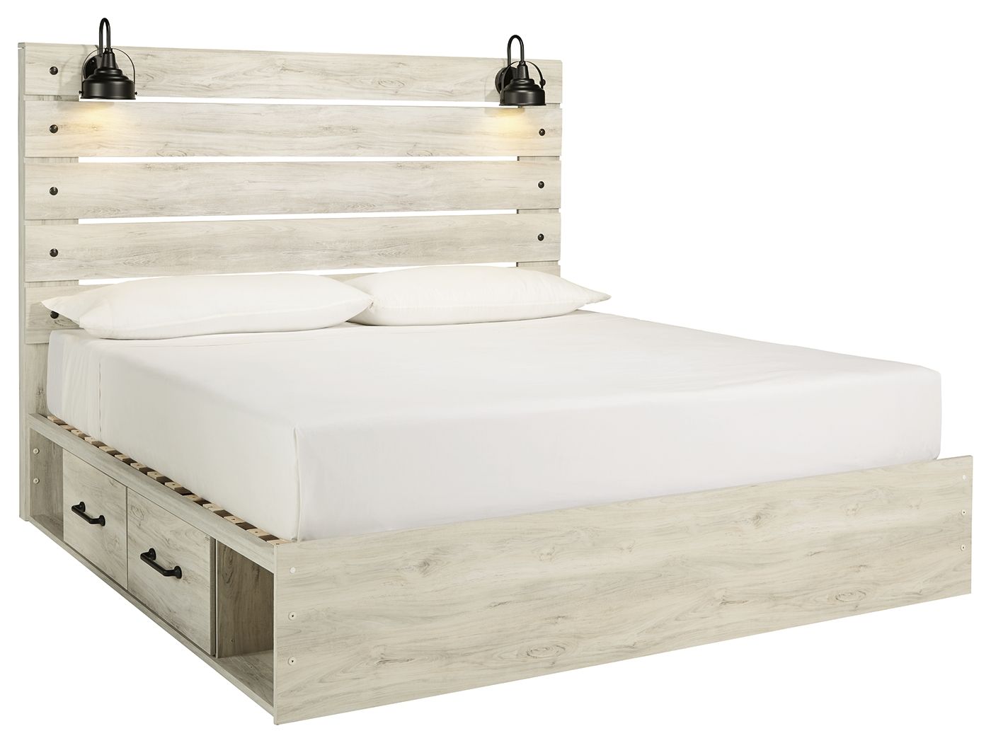 Cambeck - King Panel Bed With 4 Storage Drawers - Whitewash