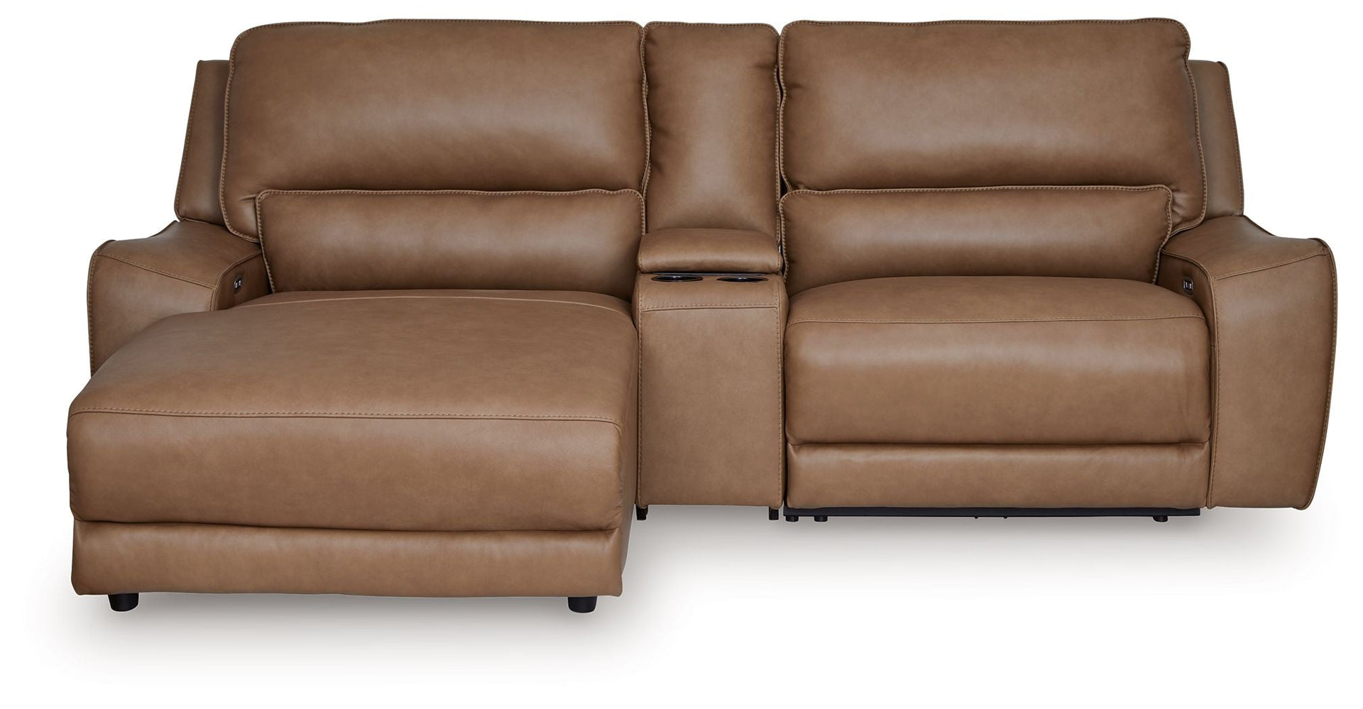 Silverbrooke - 3-Piece Power Reclining Sectional With LAF Press Back Power Chaise - Caramel