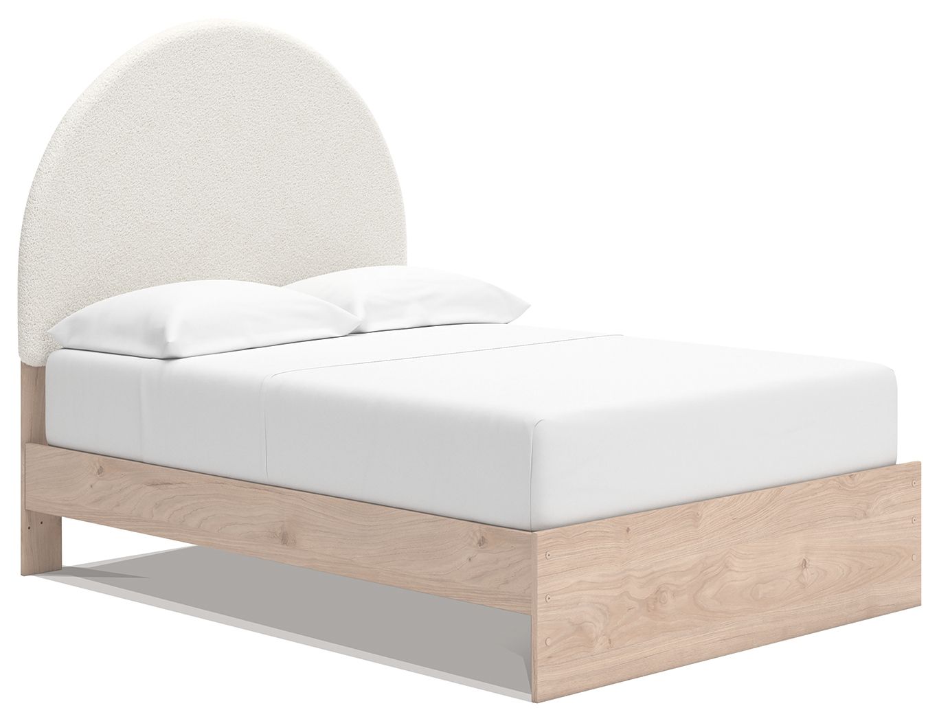 Shapella - Full Upholstered Panel Bed - Tan / White