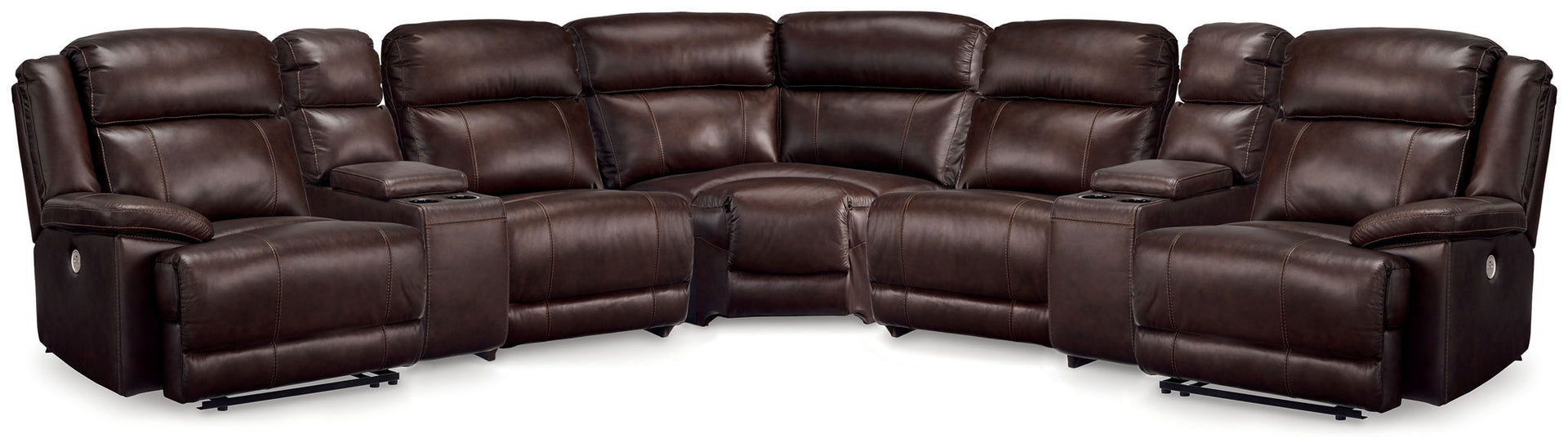 VonKurt - 7-Piece Power Reclining Sectional With 2 Storage Consoles - Dark Brown