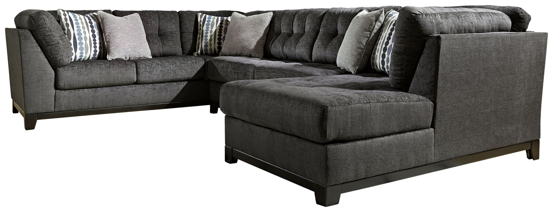 Reidshire - Right Arm Facing Corner Chaise 3 Pc Sectional - Steel
