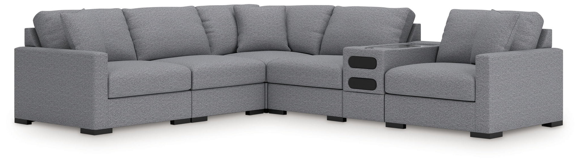 Omaha By Ashley - 6-Piece Sectional With Audio Console - Salt And Pepper