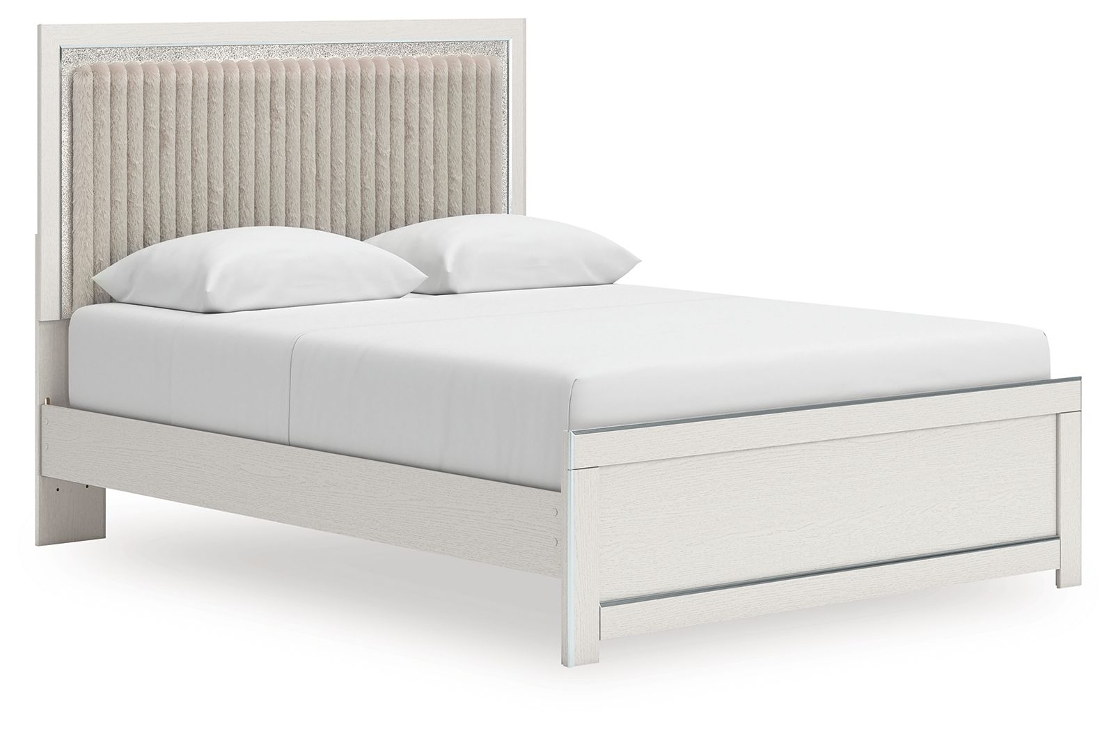 Birmonton - Queen Upholstered Panel Platform Bed With Roll Slats - White