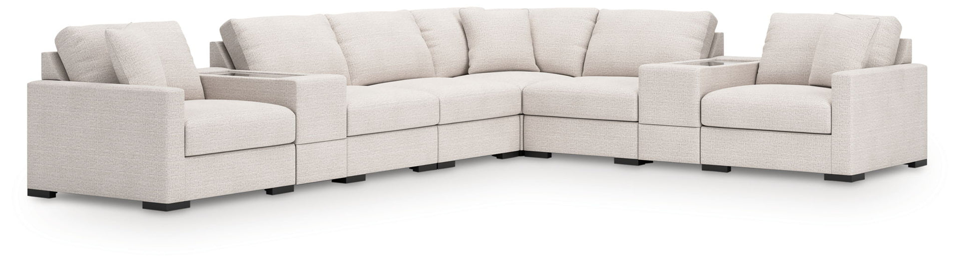Omaha By Ashley - 8-Piece Sectional With Storage Consoles - Stone
