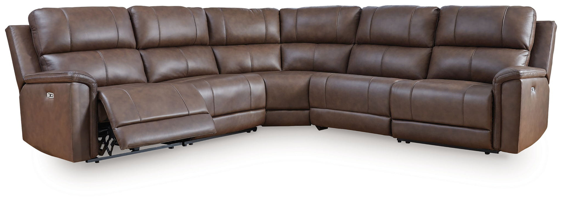 Beryton - 5-Piece Power Reclining Sectional With RAF And LAF Recliners - Espresso