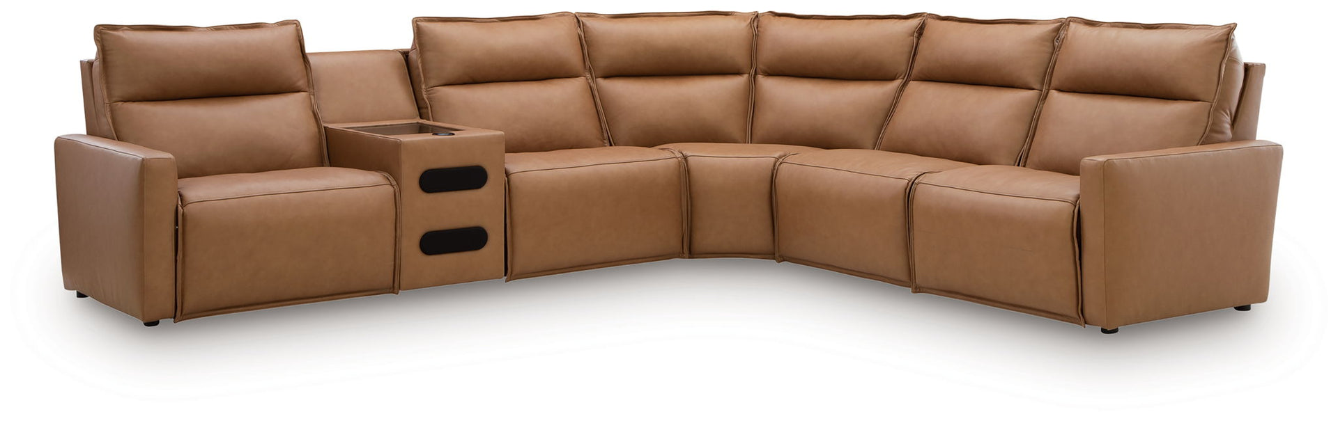 Arrington - 6-Piece Power Reclining Sectional With Audio Console - Butternut