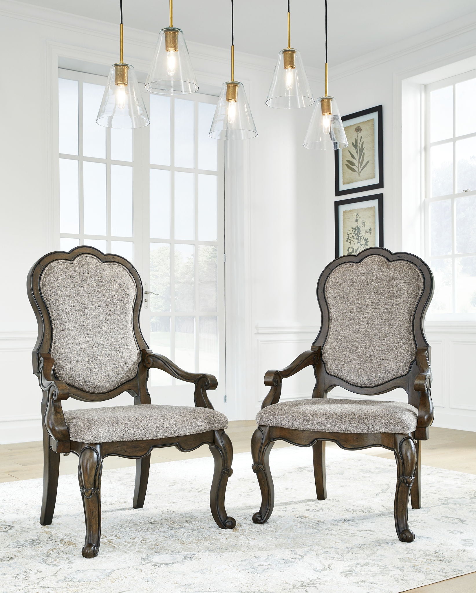 Maylee - Dining Upholstered Arm Chair - Dark Brown