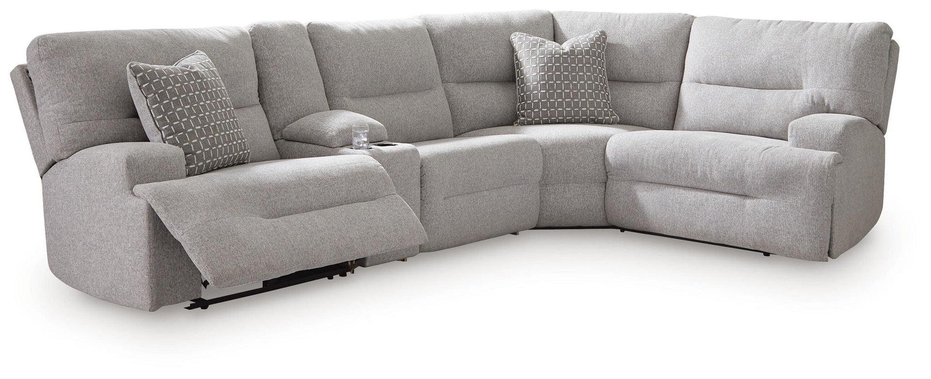 Acklen Place - 5-Piece Power Reclining Sectional With Storage Console - Pewter