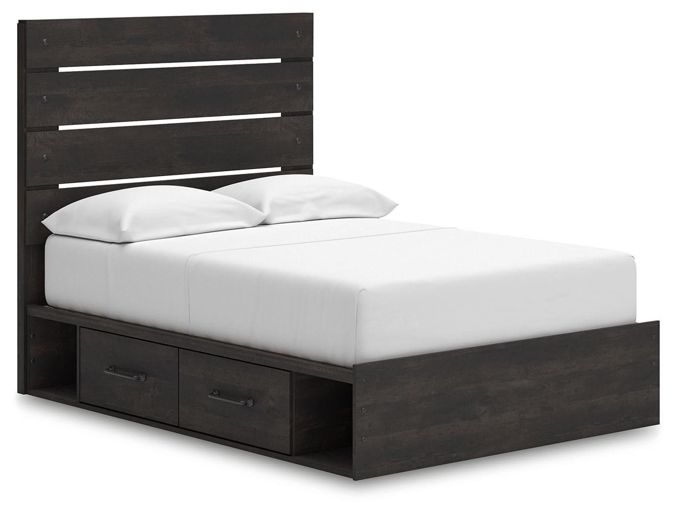 Delmorta - Full Panel Bed With Storage - Dark Gray