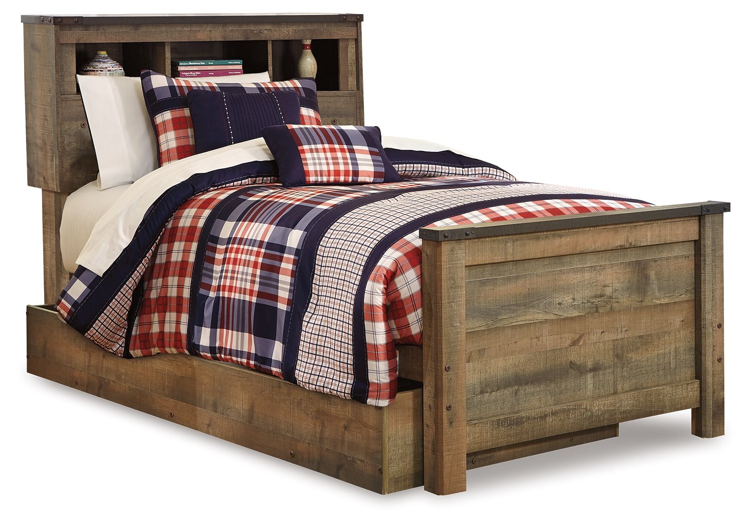 Trinell - Twin Bookcase Bed With 1 Large Storage Drawer - Brown