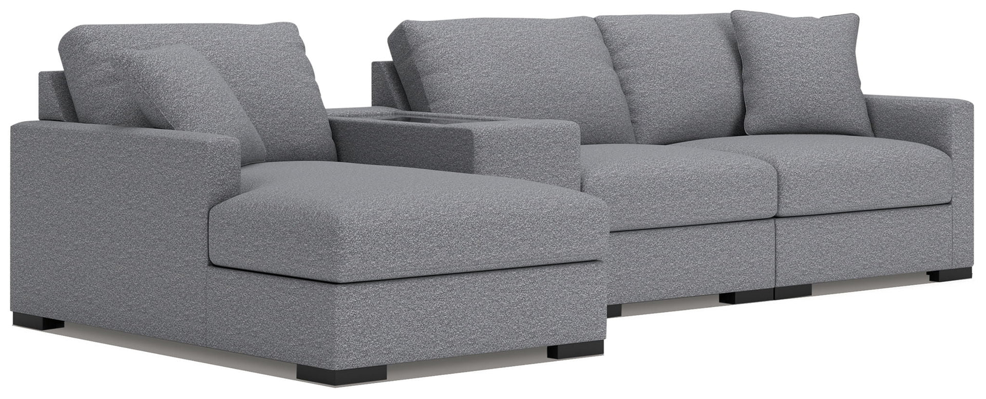Omaha By Ashley - 4-Piece Sectional With LAF Corner Chaise And Storage Console - Salt And Pepper