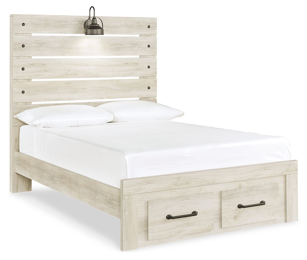 Cambeck - Full Panel Bed With 2 Storage Drawers - Whitewash