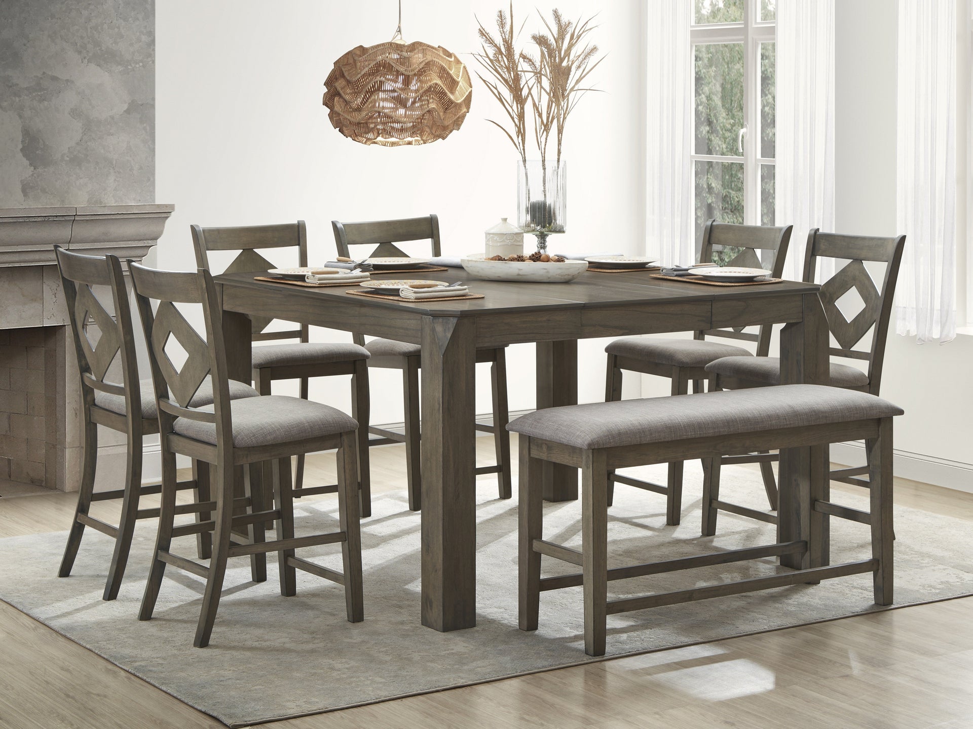Aria Pub Table with Bench and 4 Barstool