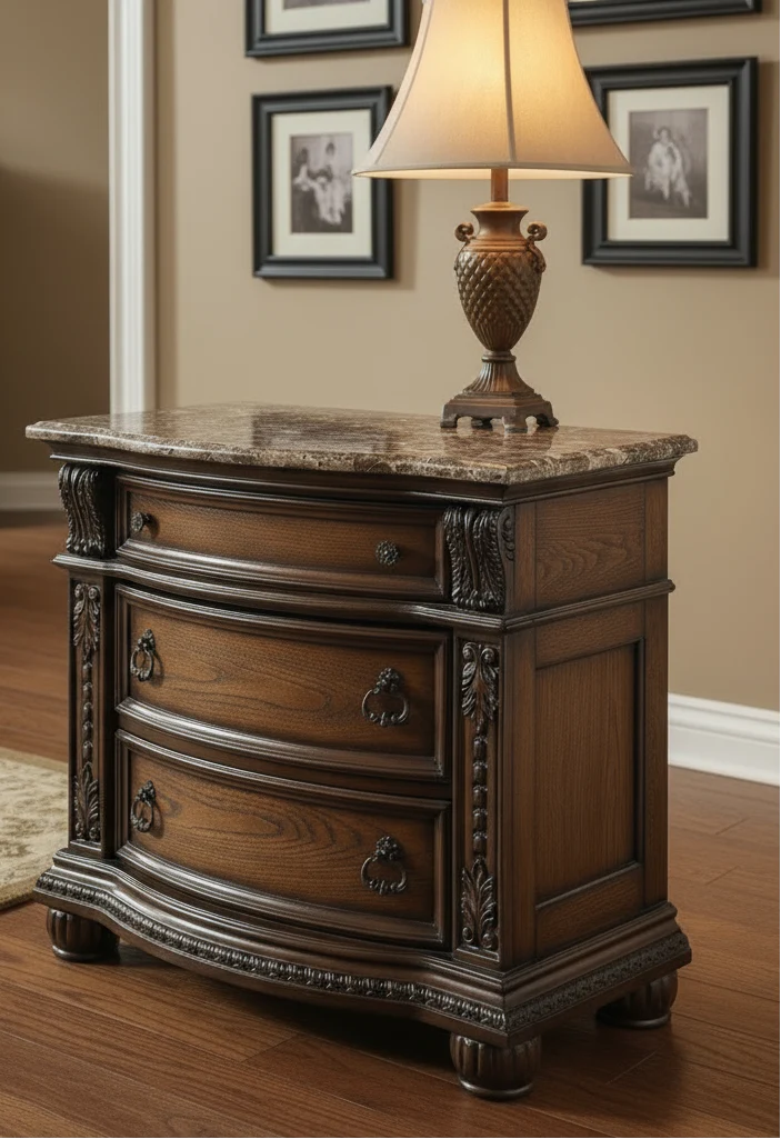 Stanley Nightstand with Marble Top