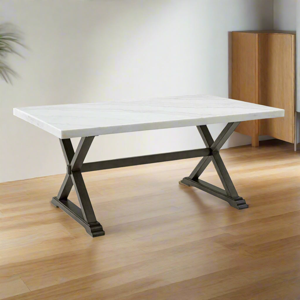 Lexi White Marble Top Dining Table