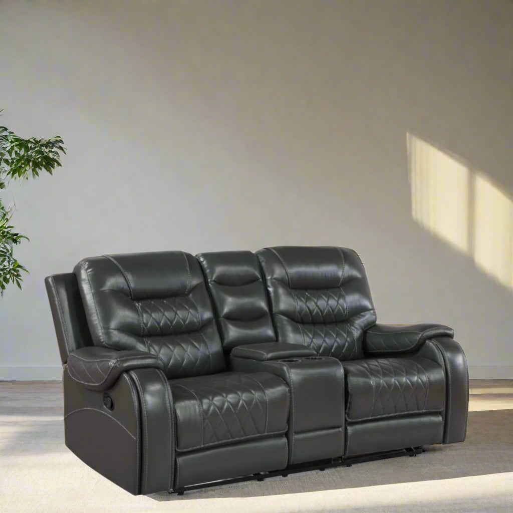 Brighton Gray Double Reclining Loveseat