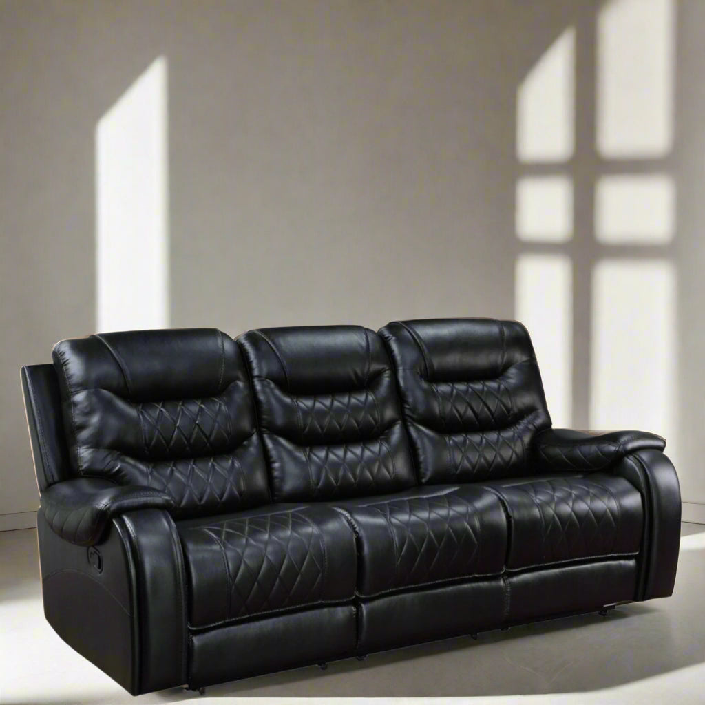 Brighton Black Double Reclining Sofa