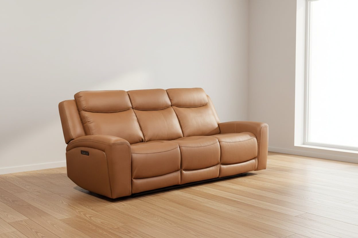 Aline Butternut Dual Power Reclining Sofa