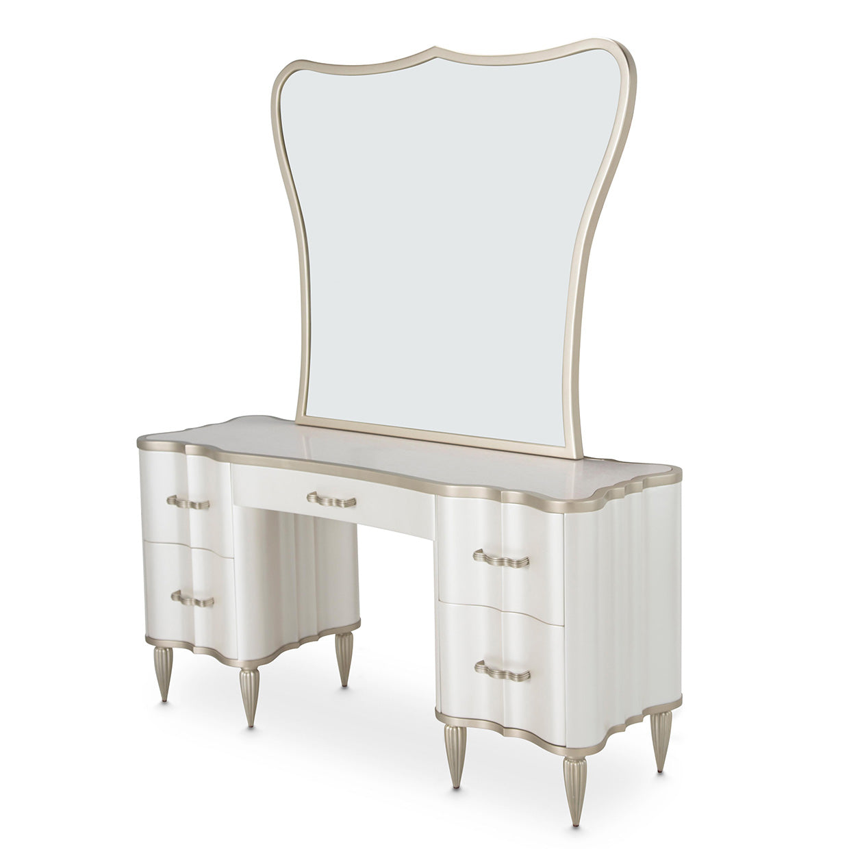 London Place Creamy Pearl Vanity and Mirror