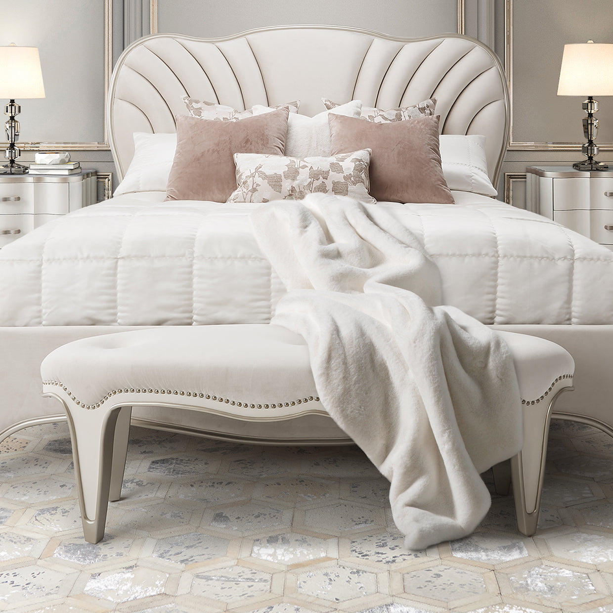 London Place Creamy Pearl Bed Bench
