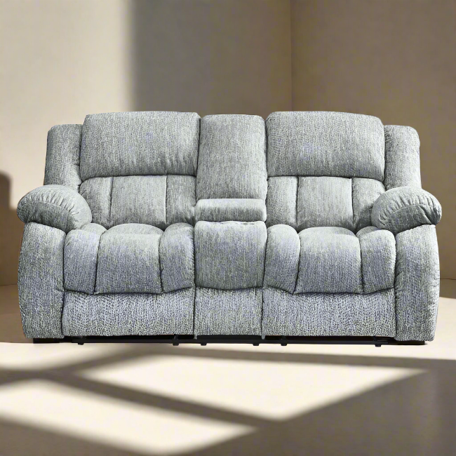 Dove Grey Reclining Loveseat with Console