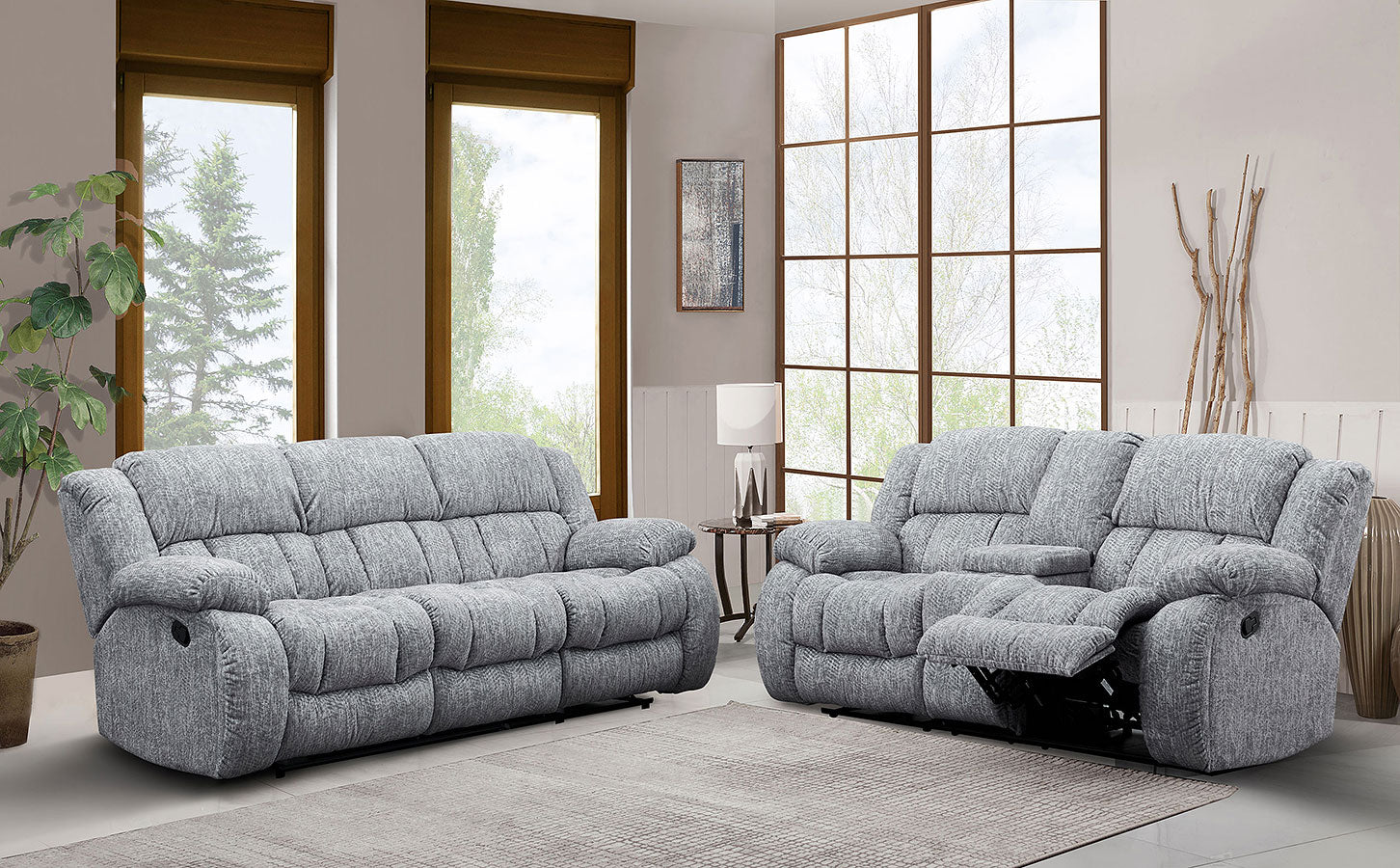 Dove Grey Reclining Sofa