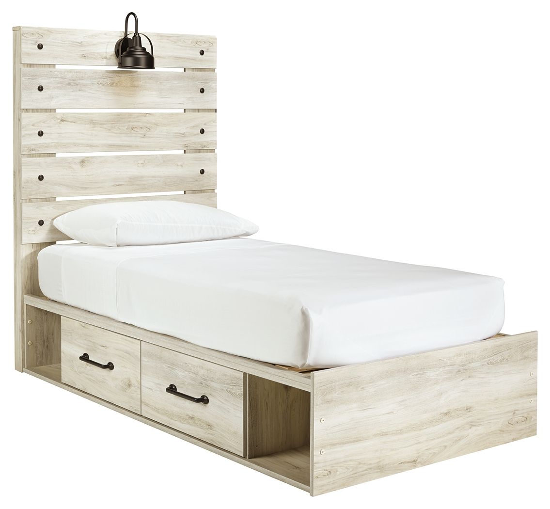 Cambeck - Twin Panel Bed With Side Storage Drawers - Whitewash