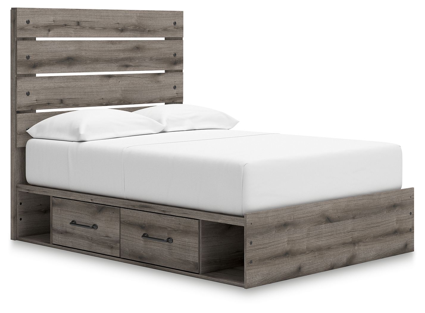Urbanoore - Full Panel Bed With Storage - Brown Gray
